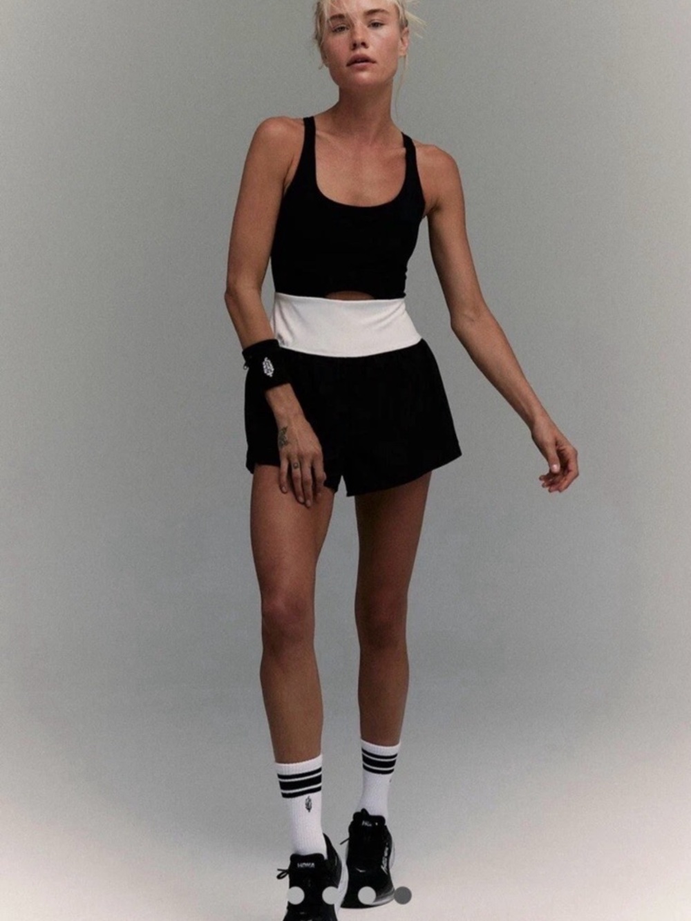 FP Movement by Free People Black Athletic romper with White Waistband